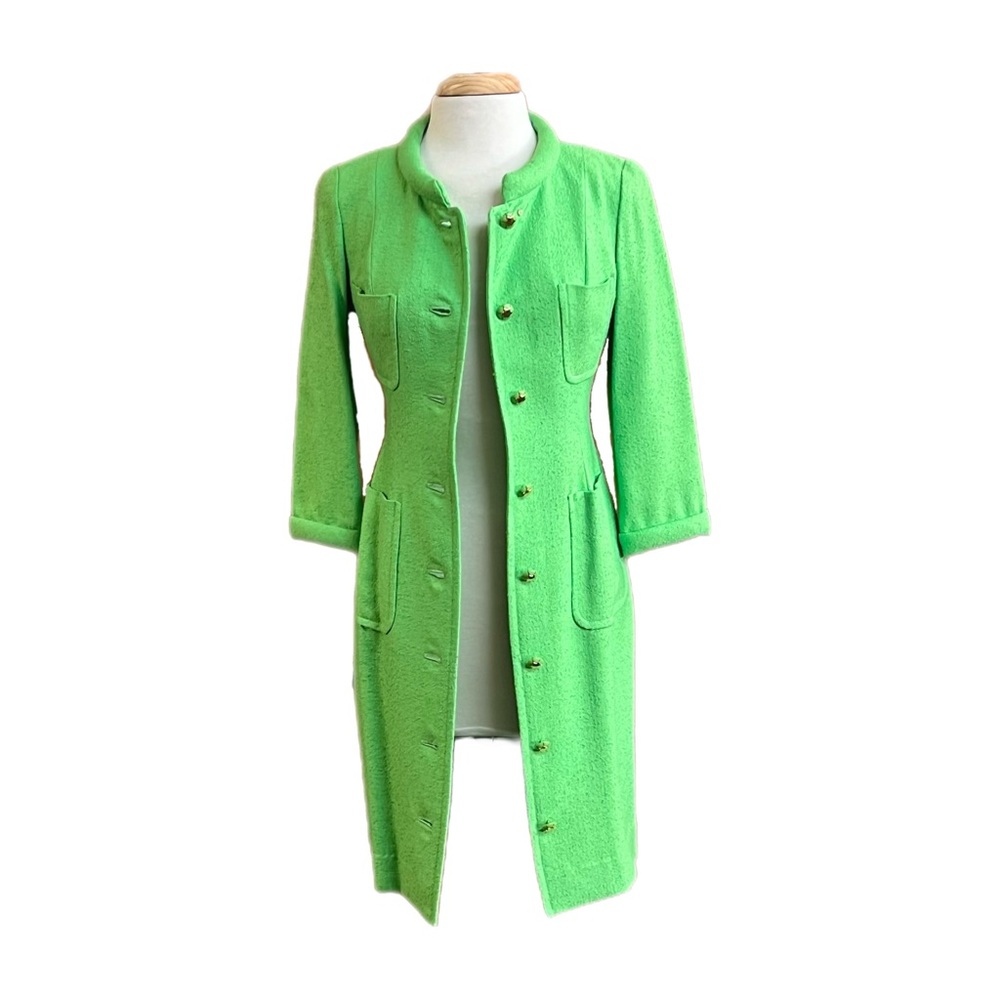 Musee D'Uji Womens Vintage Style Green Coat Size 38 Lime Green
